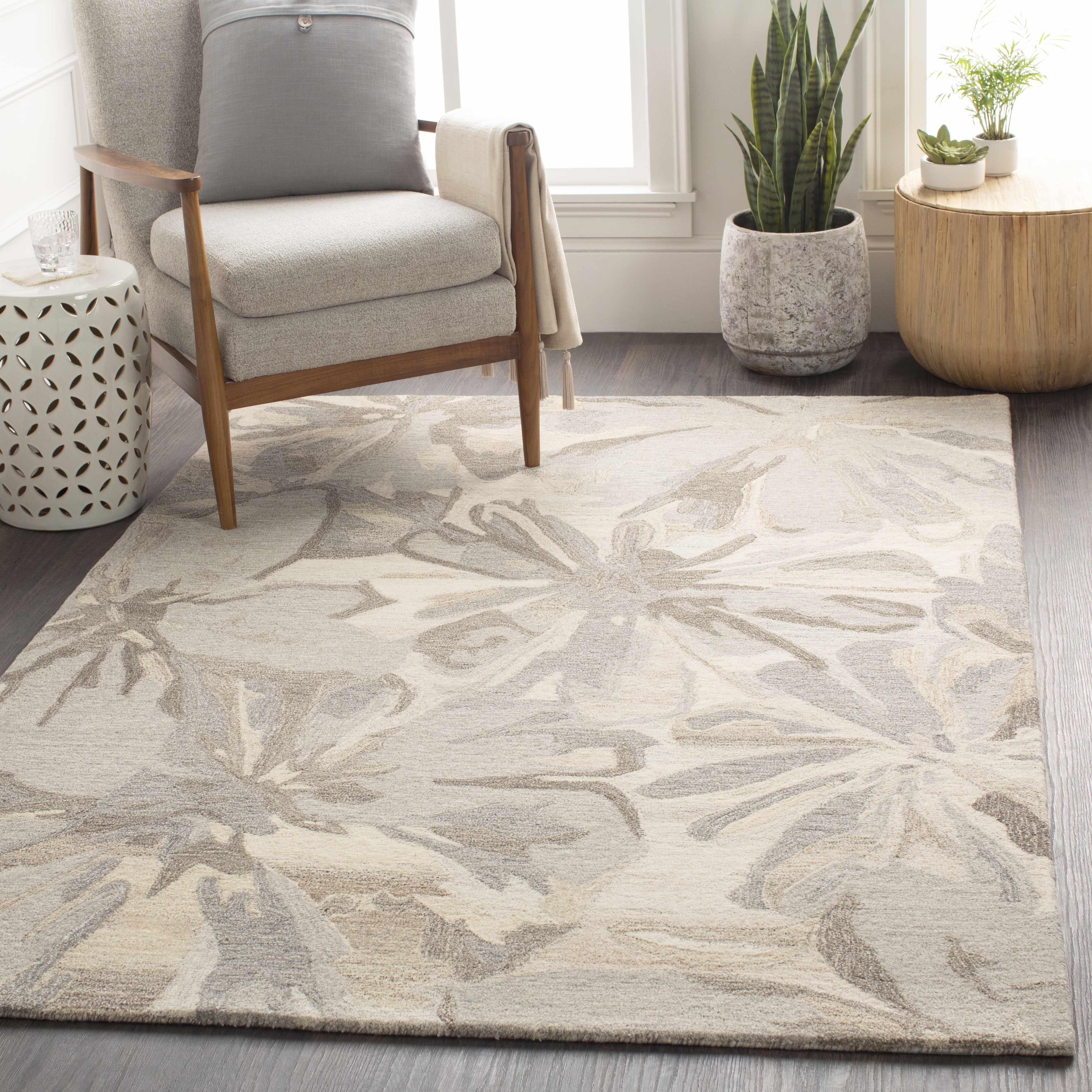 Ilfeld Athena Beige Floral Wool Rug - Image 2