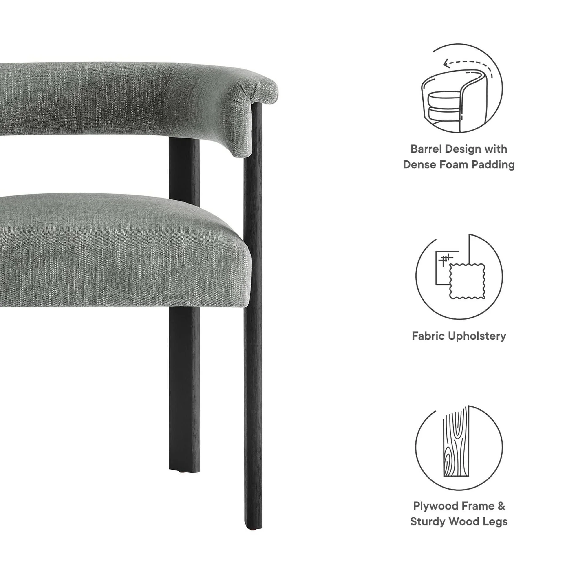 Imogen Fabric Upholstered Barrel Dining Chairs Set of 2 - Image 12