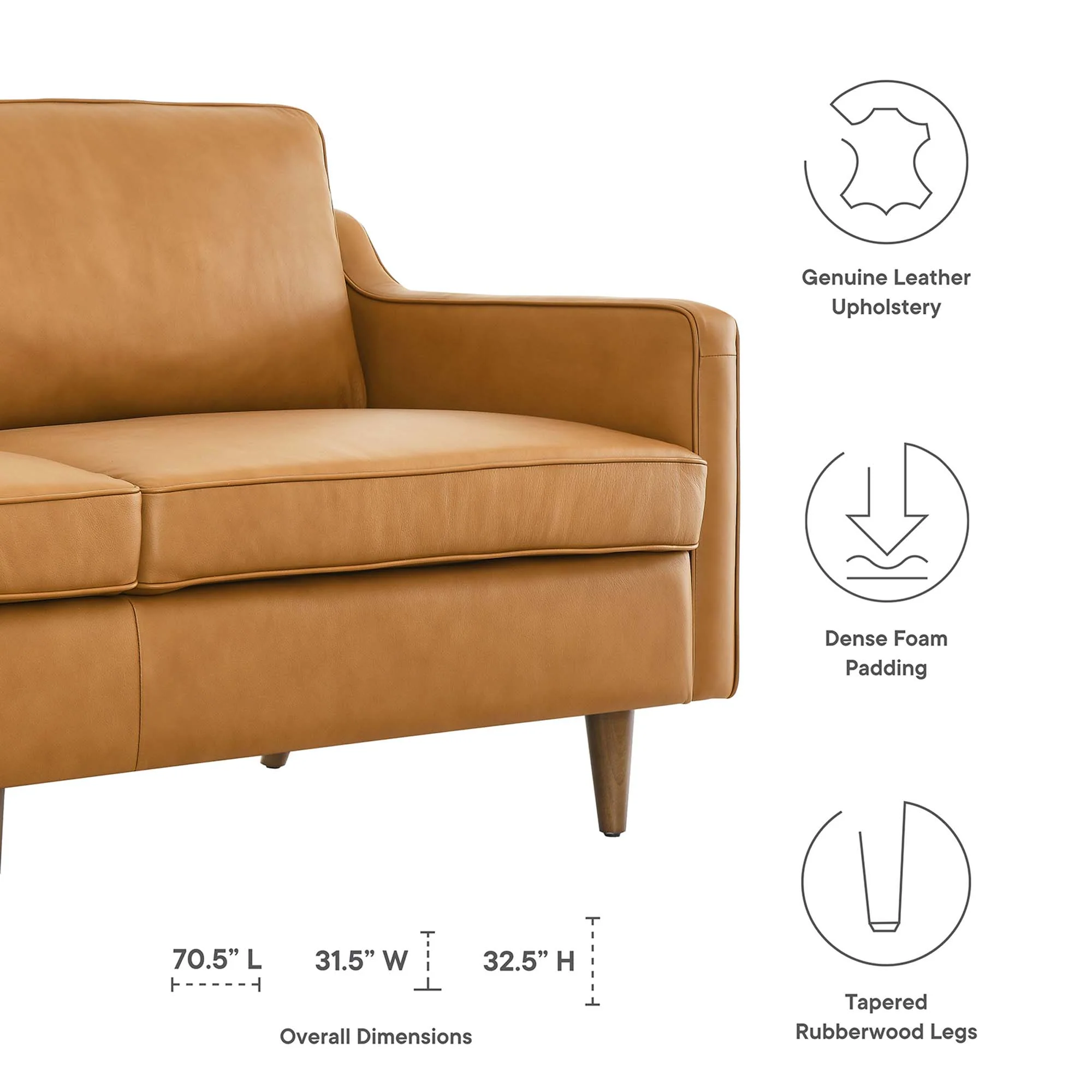 Impart Genuine Leather Sofa by Modway - Image 13