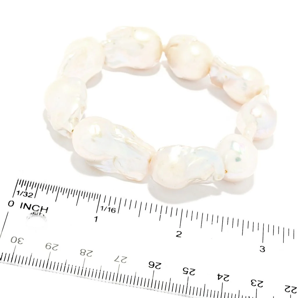 Imperial Pearl 13-15mm Baroque Cultured Pearl 8" Stretch Bracelet - Image 2