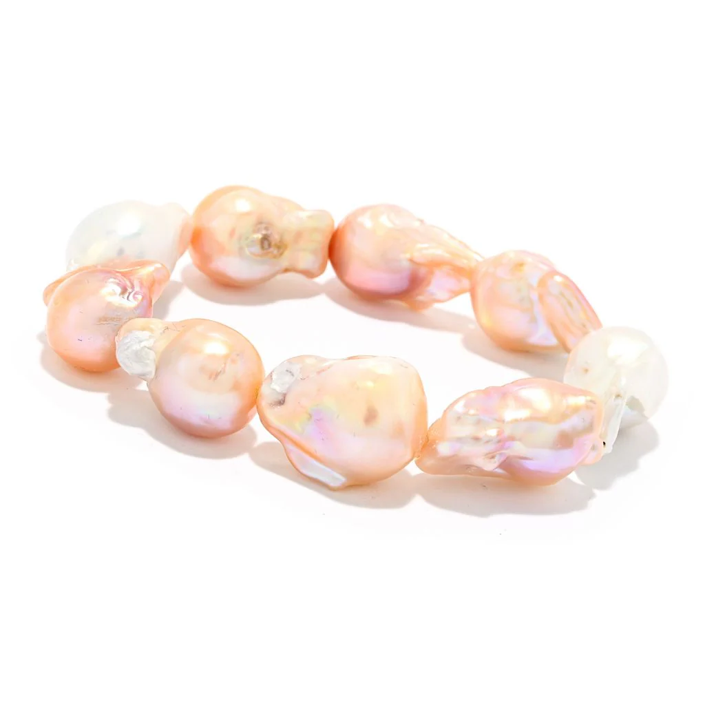 Imperial Pearl 13-15mm Baroque Cultured Pearl 8" Stretch Bracelet - Image 3