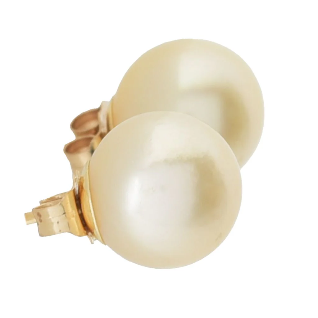 Imperial Pearl 9-10mm Golden South Sea Cultured Pearl Stud Earrings - Image 2
