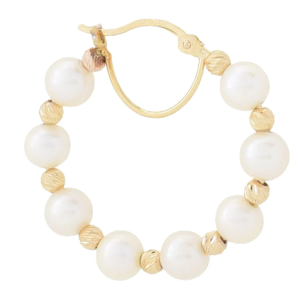 Imperial Pearl Freshwater Cultured Pearl Bead Hoop Earrings - Image 2