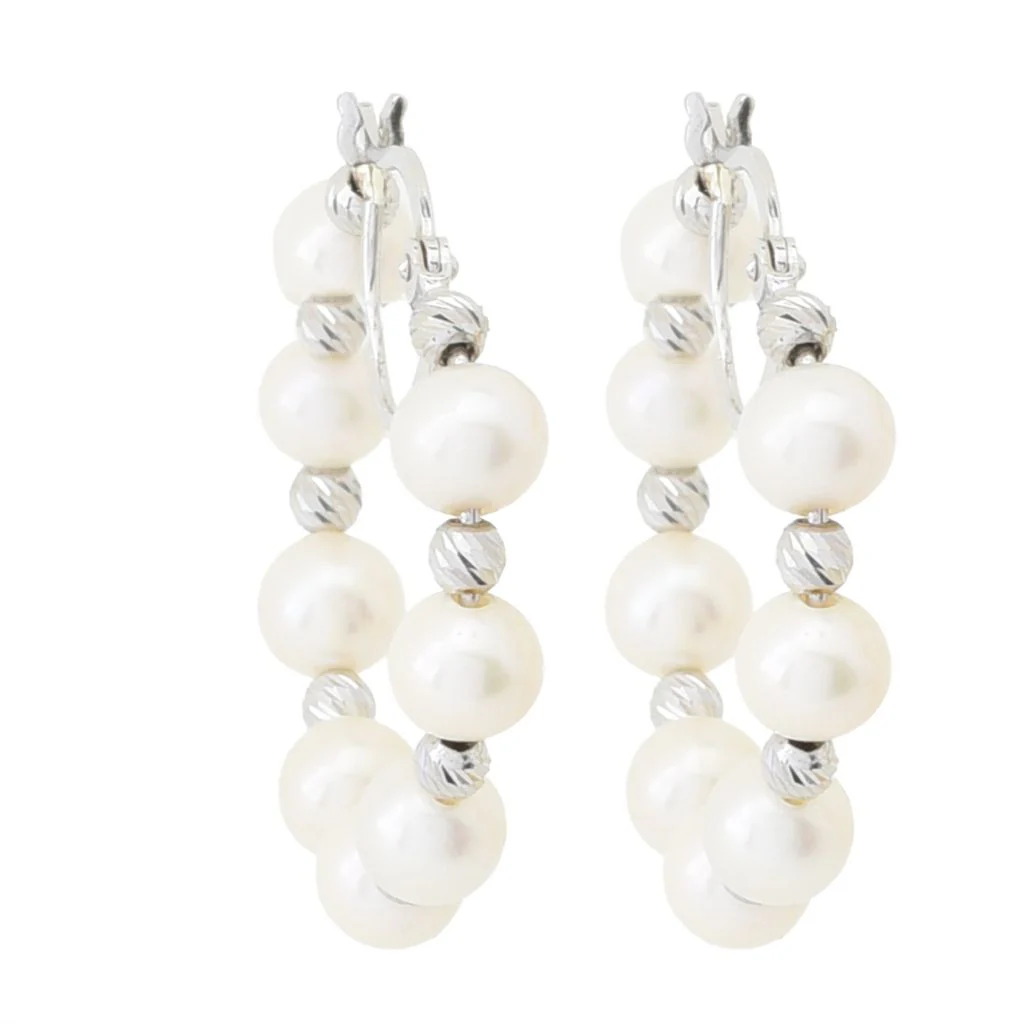 Imperial Pearl Freshwater Cultured Pearl Bead Hoop Earrings - Image 3