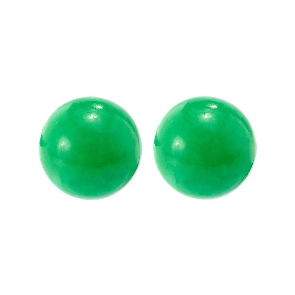 Imperial Pearl Sterling Silver 12mm Dyed Green Jade Stud Earrings - Image 3