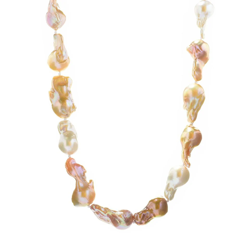 Imperial Pearl Sterling Silver 13-18mm Nuc Baroque Fresh Water Pearl Strand Necklace - Image 4