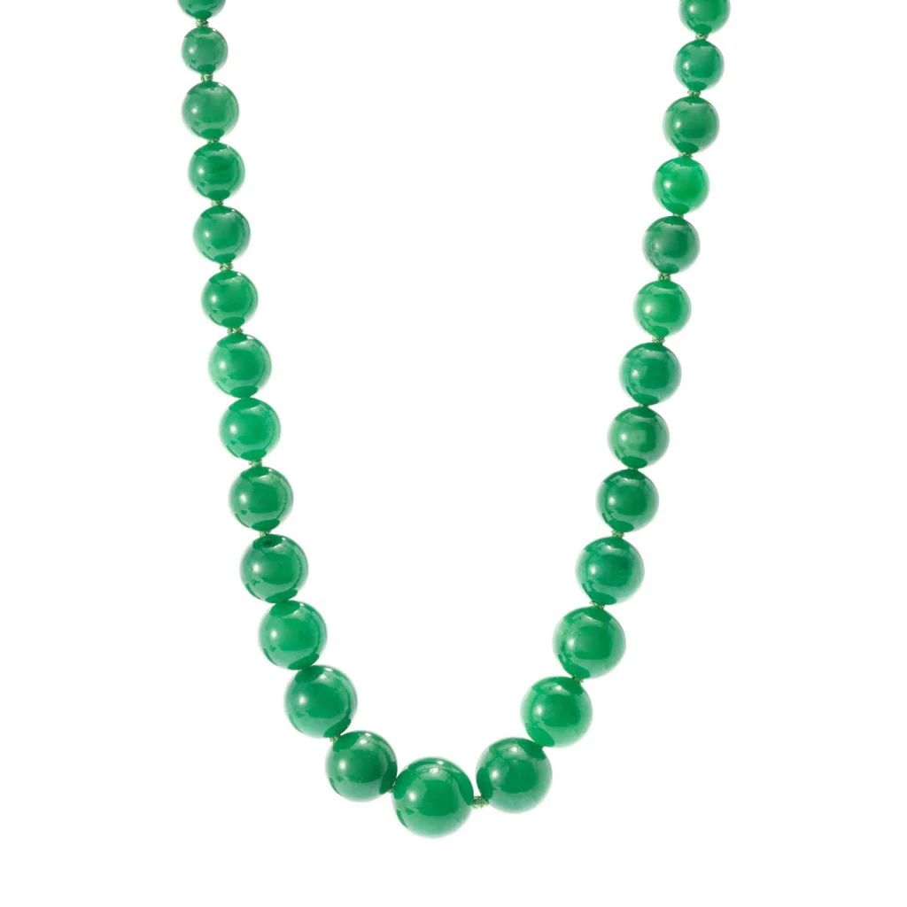 Imperial Pearl Sterling Silver Dyed Green Jade Graduated Bead 20" Necklace - Image 3