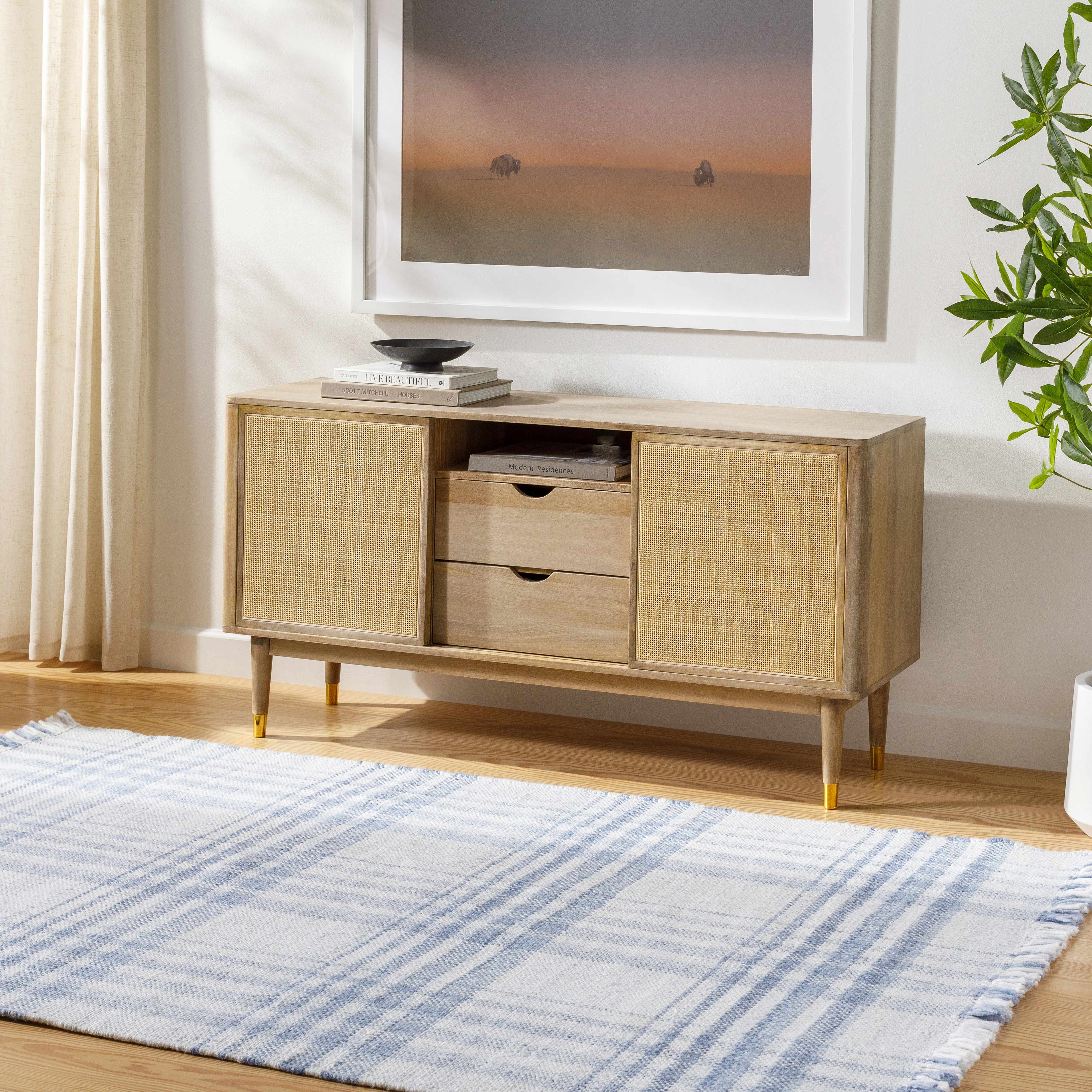 Inara Blue Plaid Area Rug - Image 2