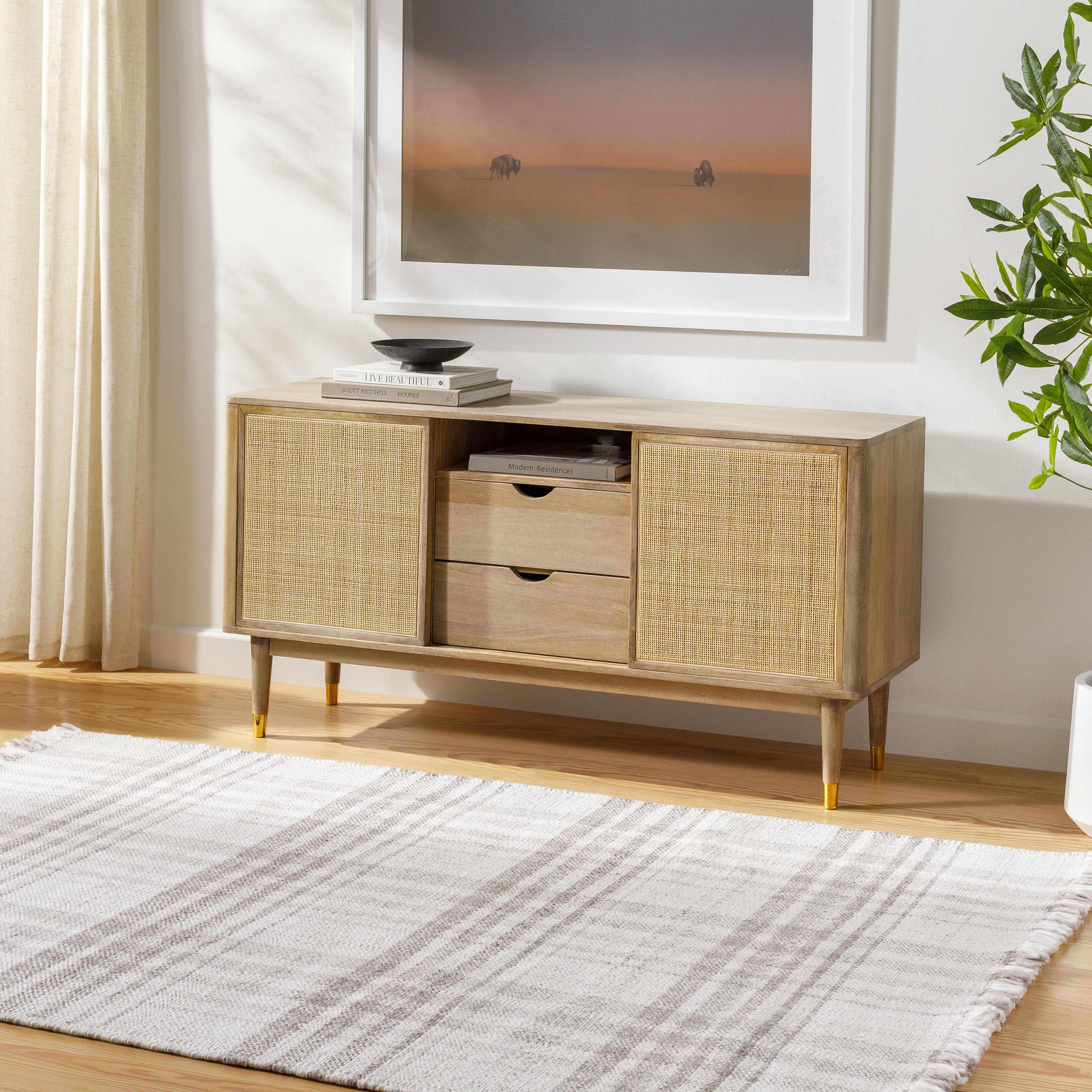 Inara Light Brown Plaid Hand Woven Area Rug - Image 2