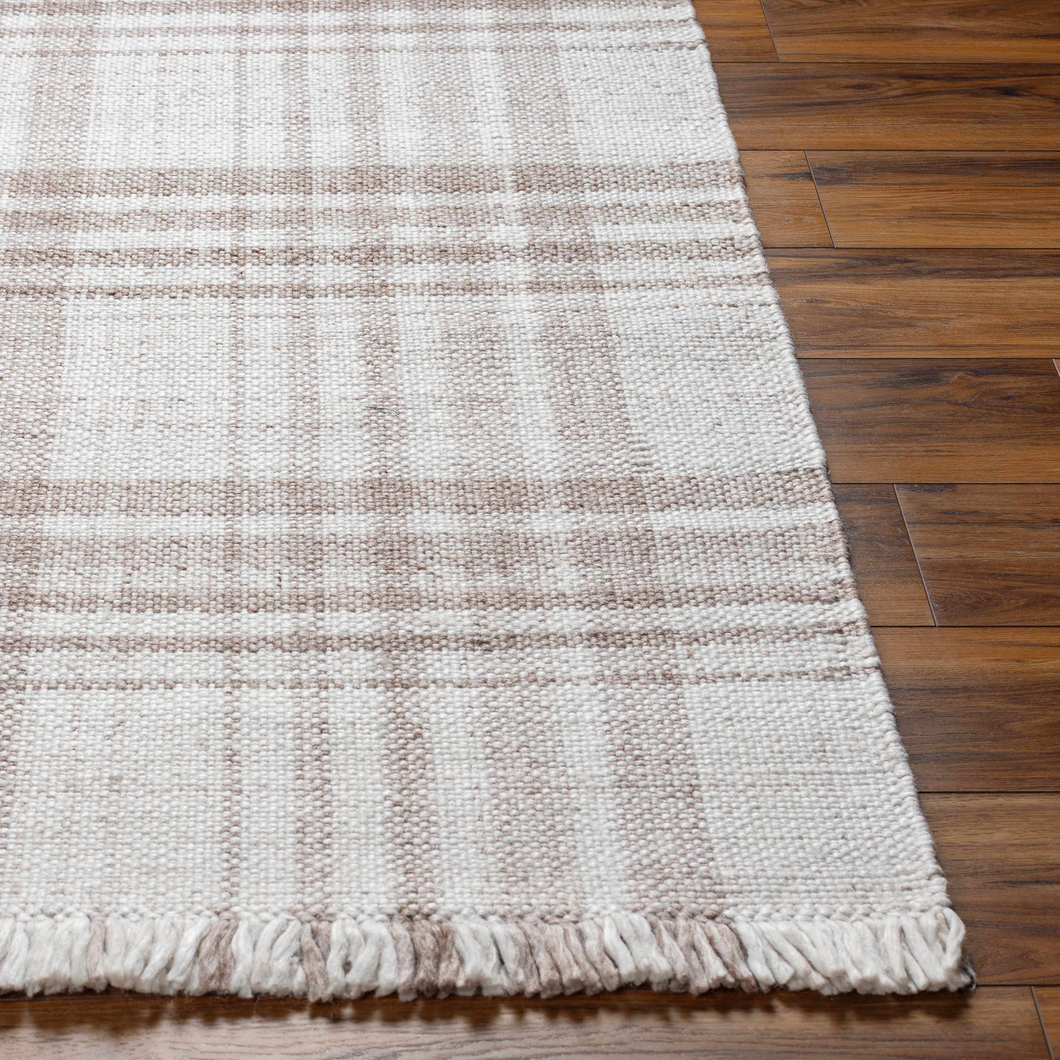 Inara Light Brown Plaid Hand Woven Area Rug - Image 6