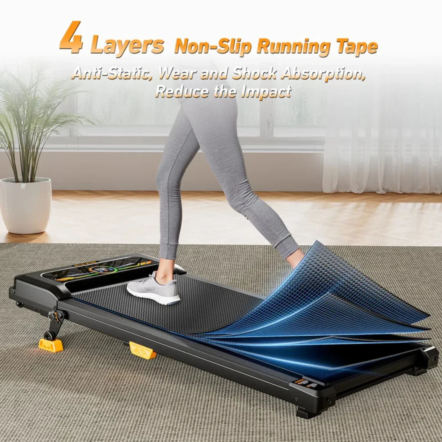 Incline Walking Pad Under Desk Treadmill 2.5HP Portable with Remote 330lb Cap - Image 7