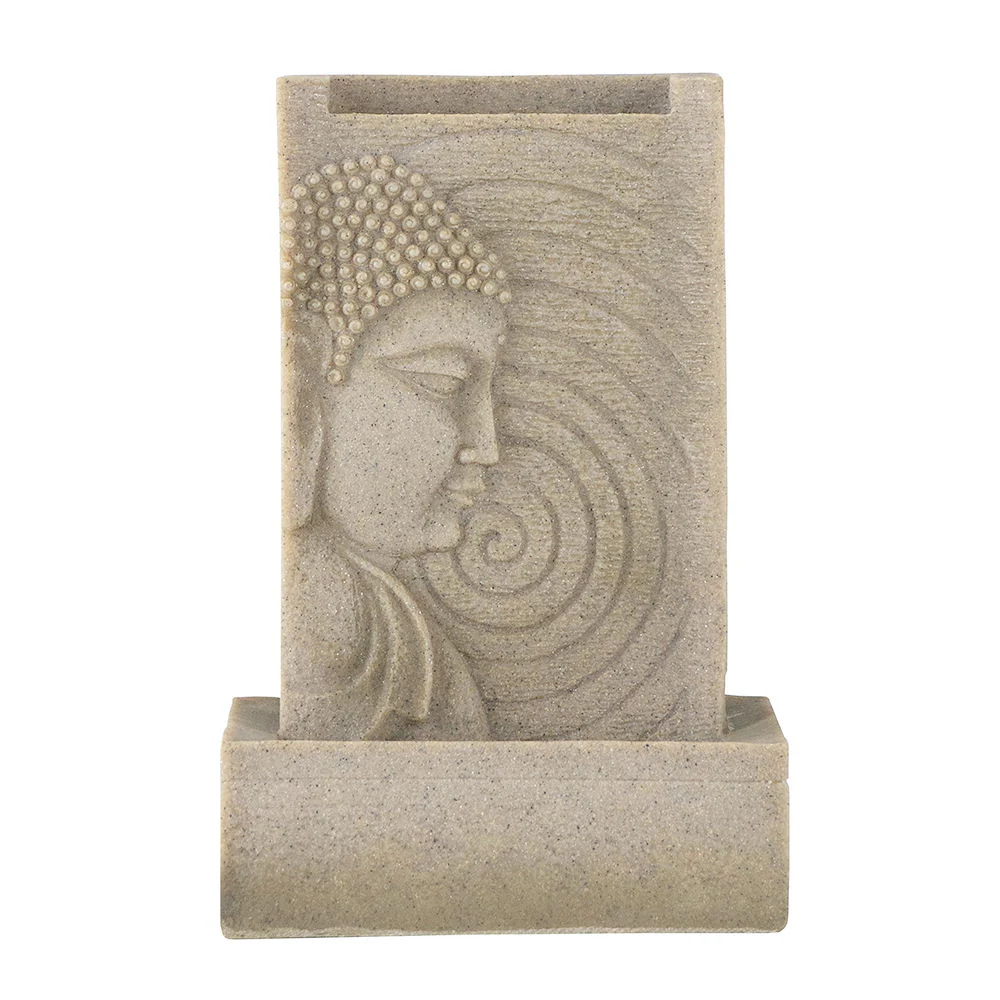 Indoor Buddha Water Fountain Polyresin Tabletop Fountain with LED Light - Beige - Image 5
