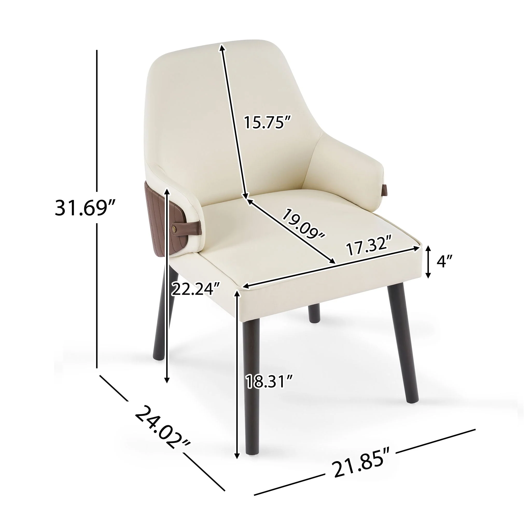 Indoor Dining Chair (Set of 2) - Beige / Brown - Image 2