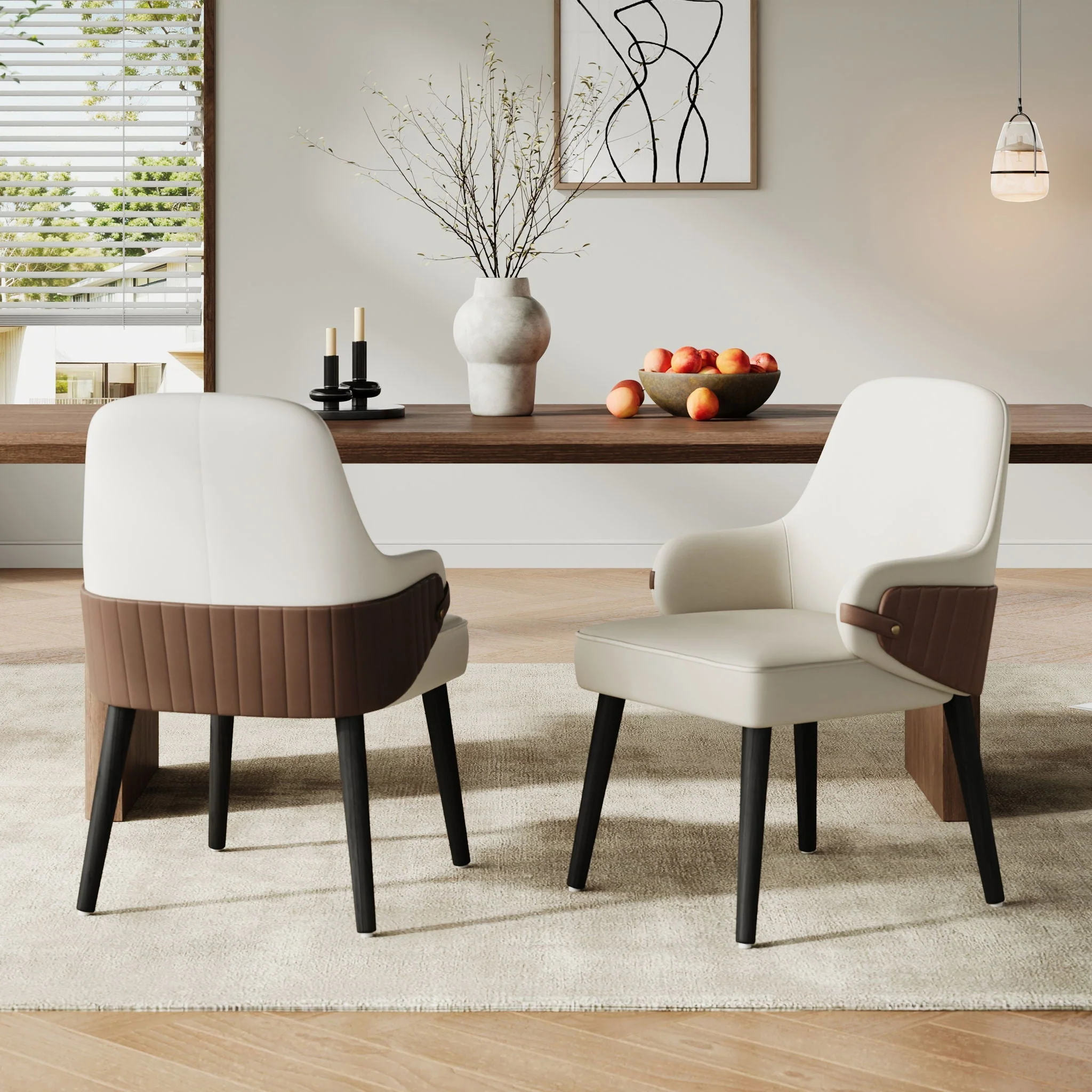 Indoor Dining Chair (Set of 2) - Beige / Brown - Image 3