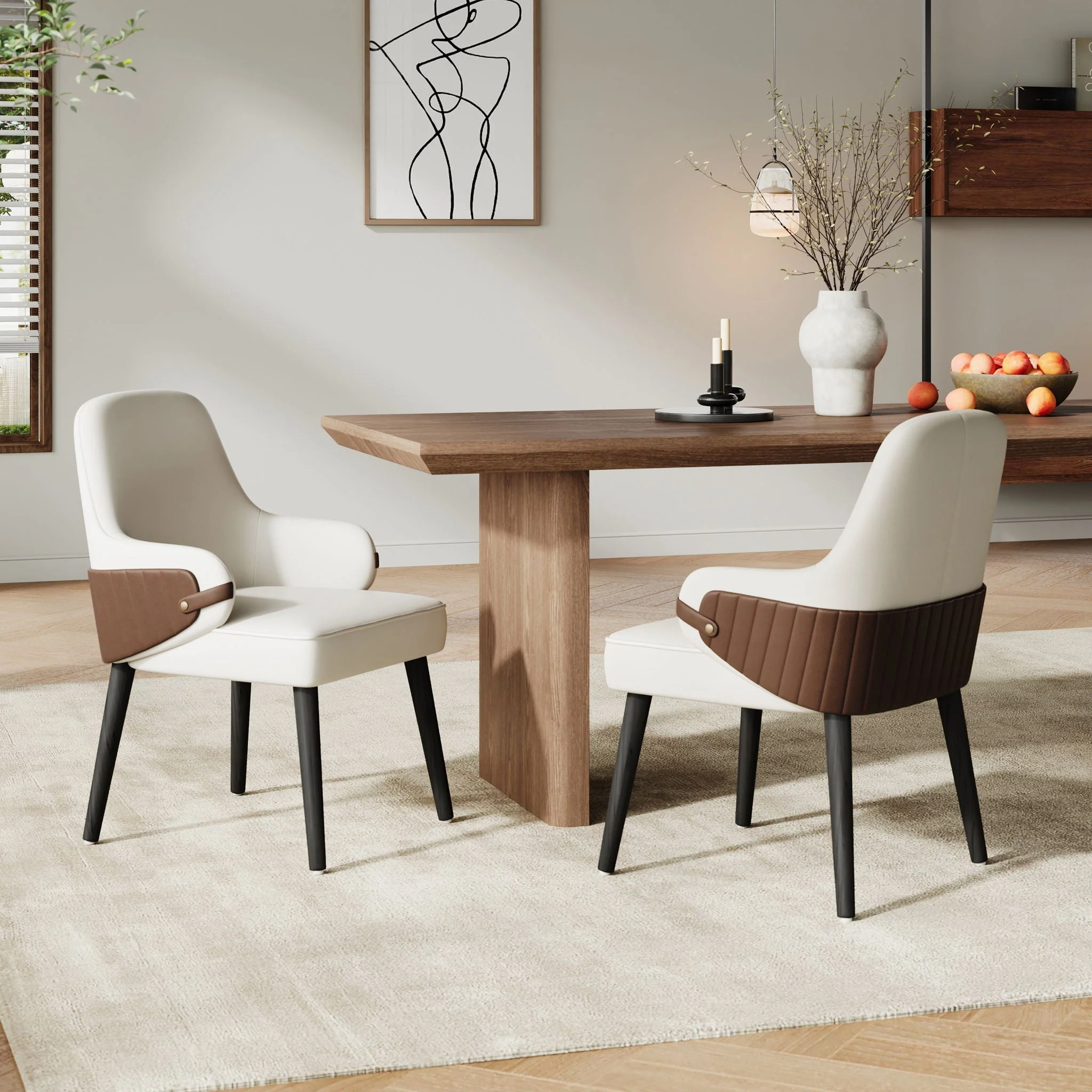 Indoor Dining Chair (Set of 2) - Beige / Brown - Image 4