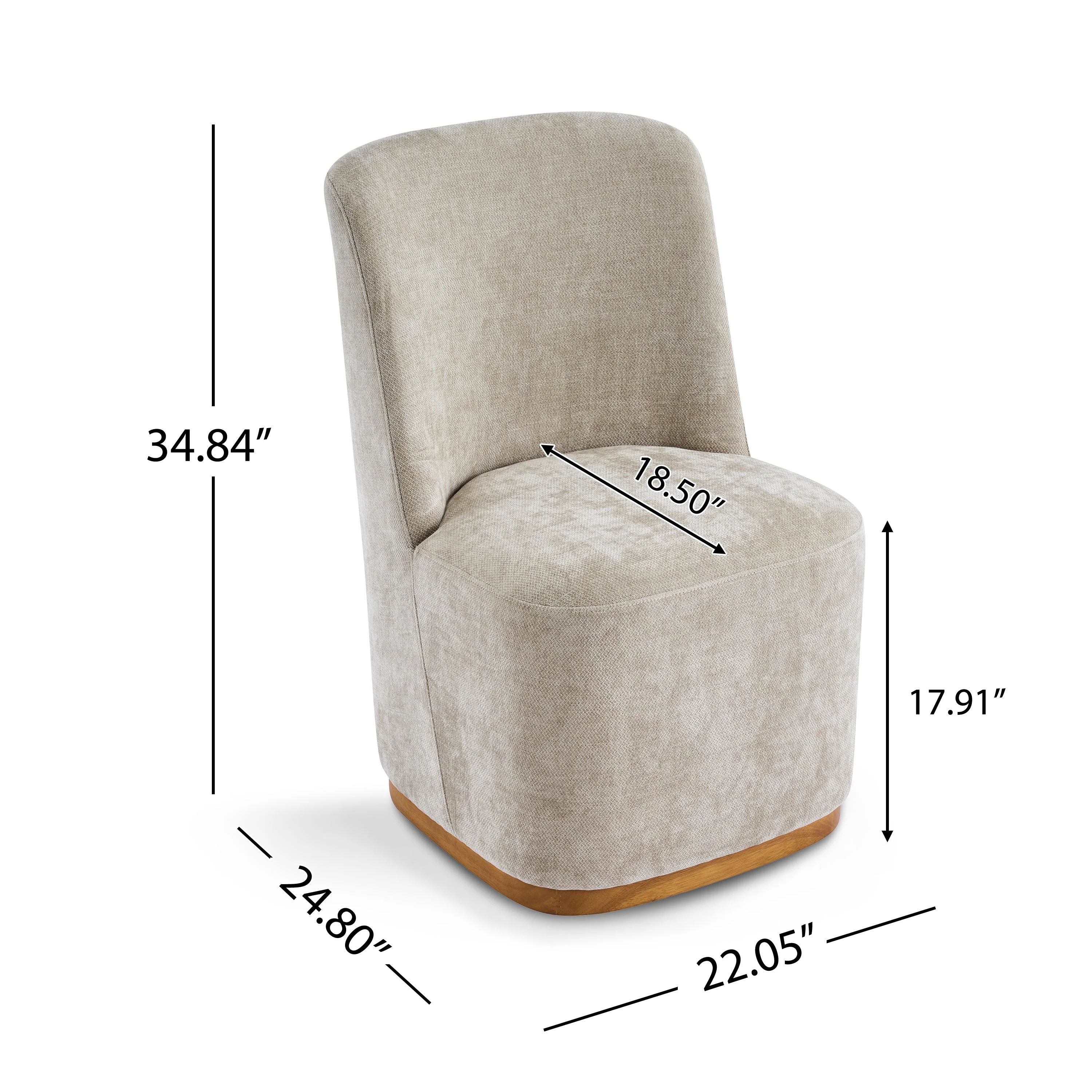 Indoor Dining Chair Set of 2 in Creamy Oatmeal Upholstered Fabric - Image 3