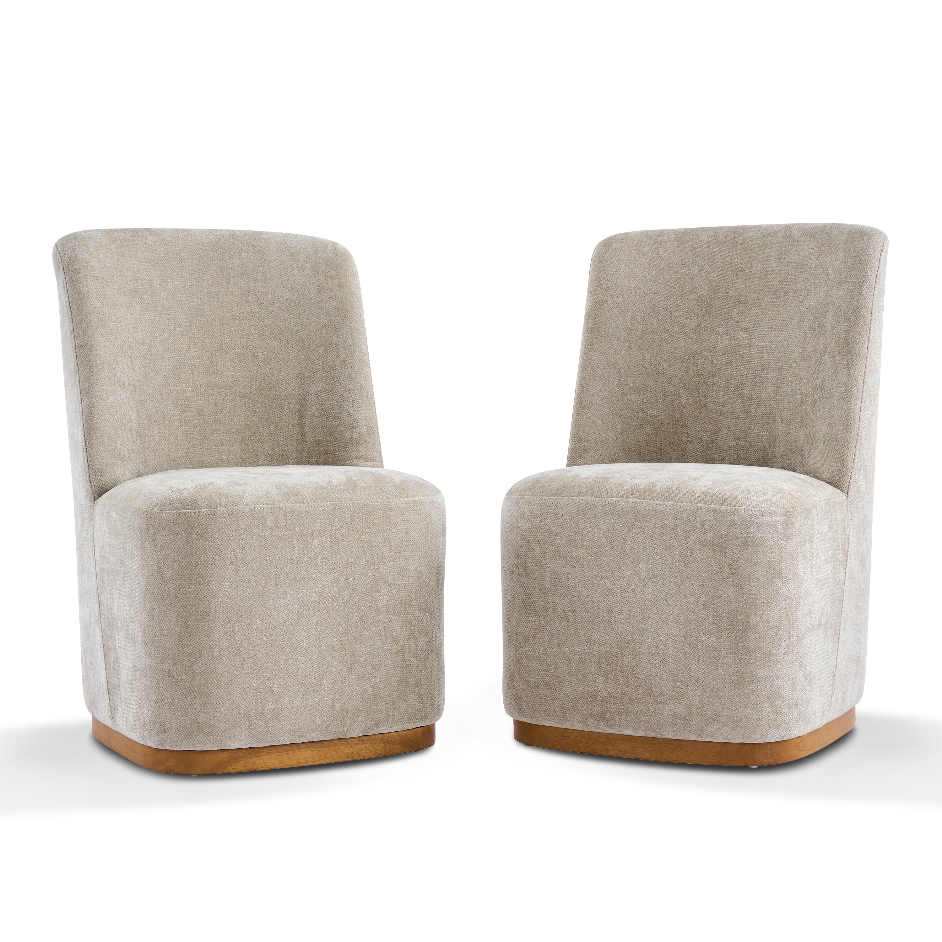 Indoor Dining Chair Set of 2 in Creamy Oatmeal Upholstered Fabric - Image 4