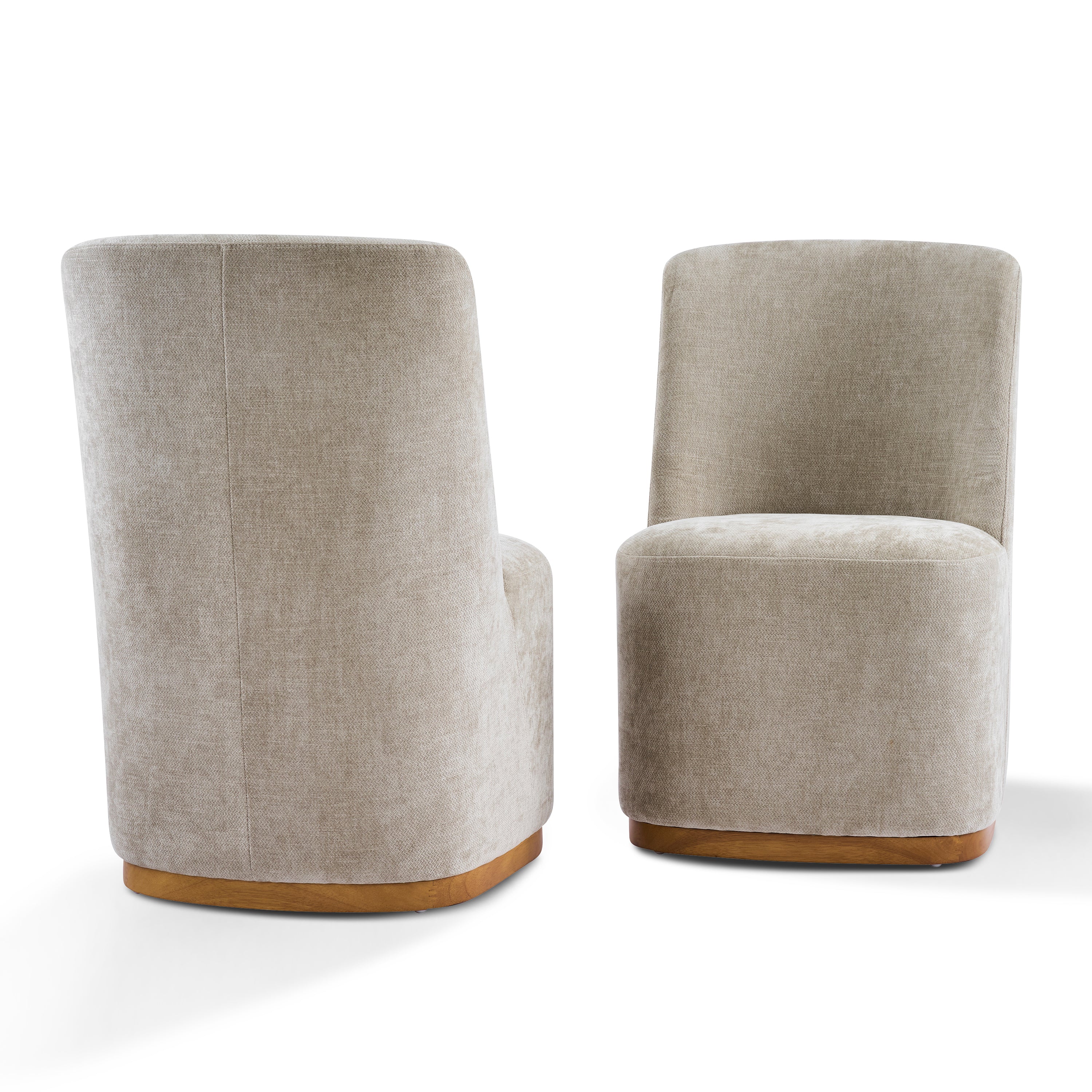 Indoor Dining Chair Set of 2 in Creamy Oatmeal Upholstered Fabric - Image 5