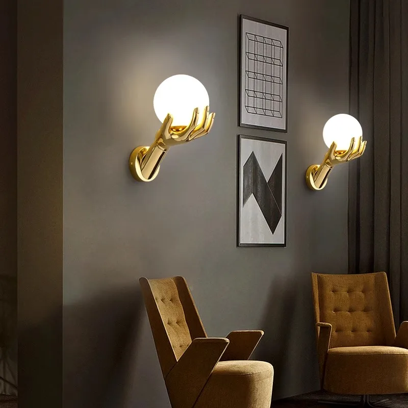 Indoor LED Wall Lamp Modern Resin Glass Bedside Wall Light Living Room Study - Image 2