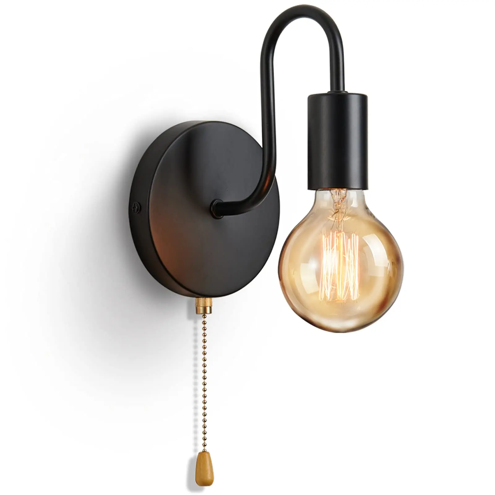 Industrial Black Wall Sconce – Nordic E27 Iron Lamp for Bedroom & Bathroom Decor - Image 2