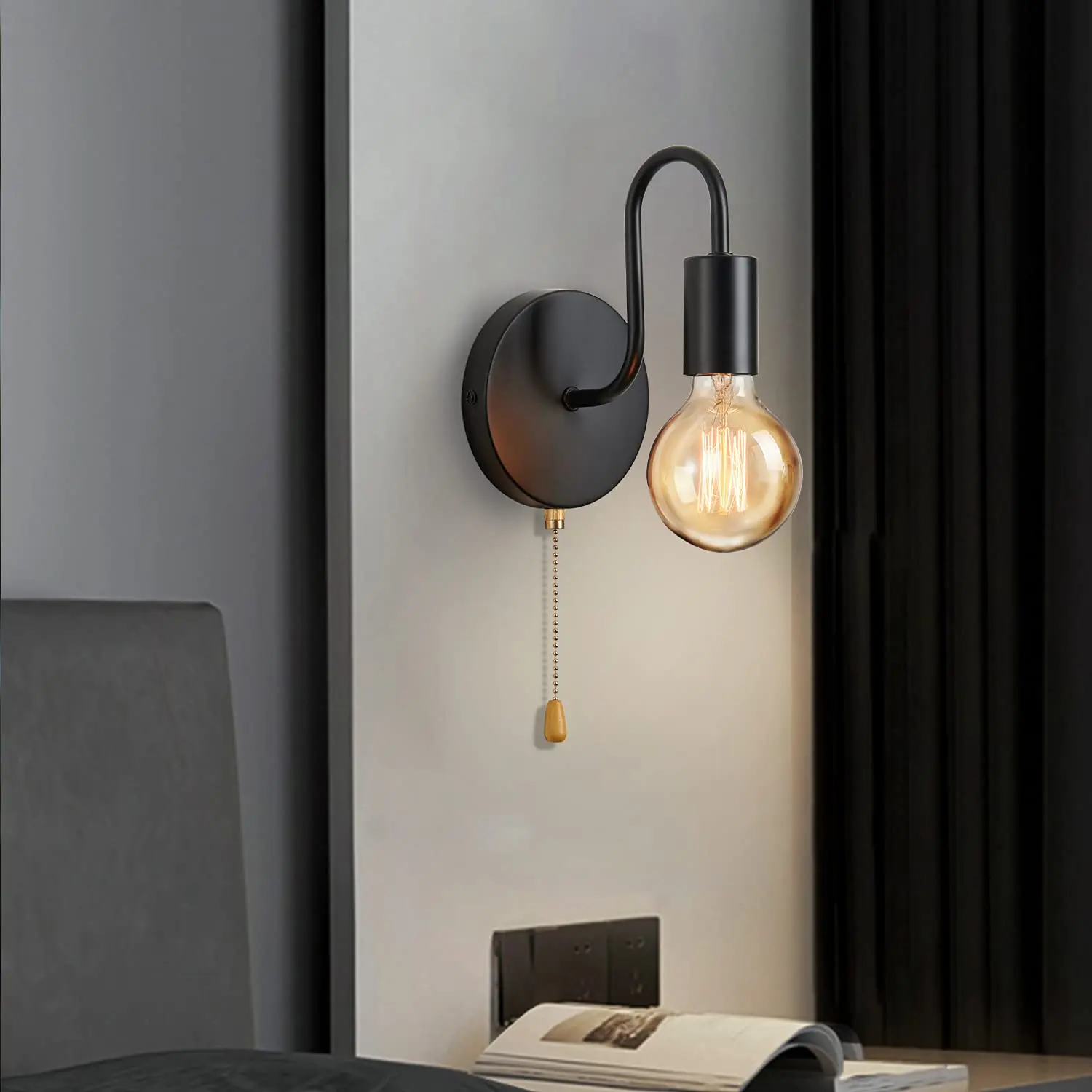 Industrial Black Wall Sconce – Nordic E27 Iron Lamp for Bedroom & Bathroom Decor - Image 6