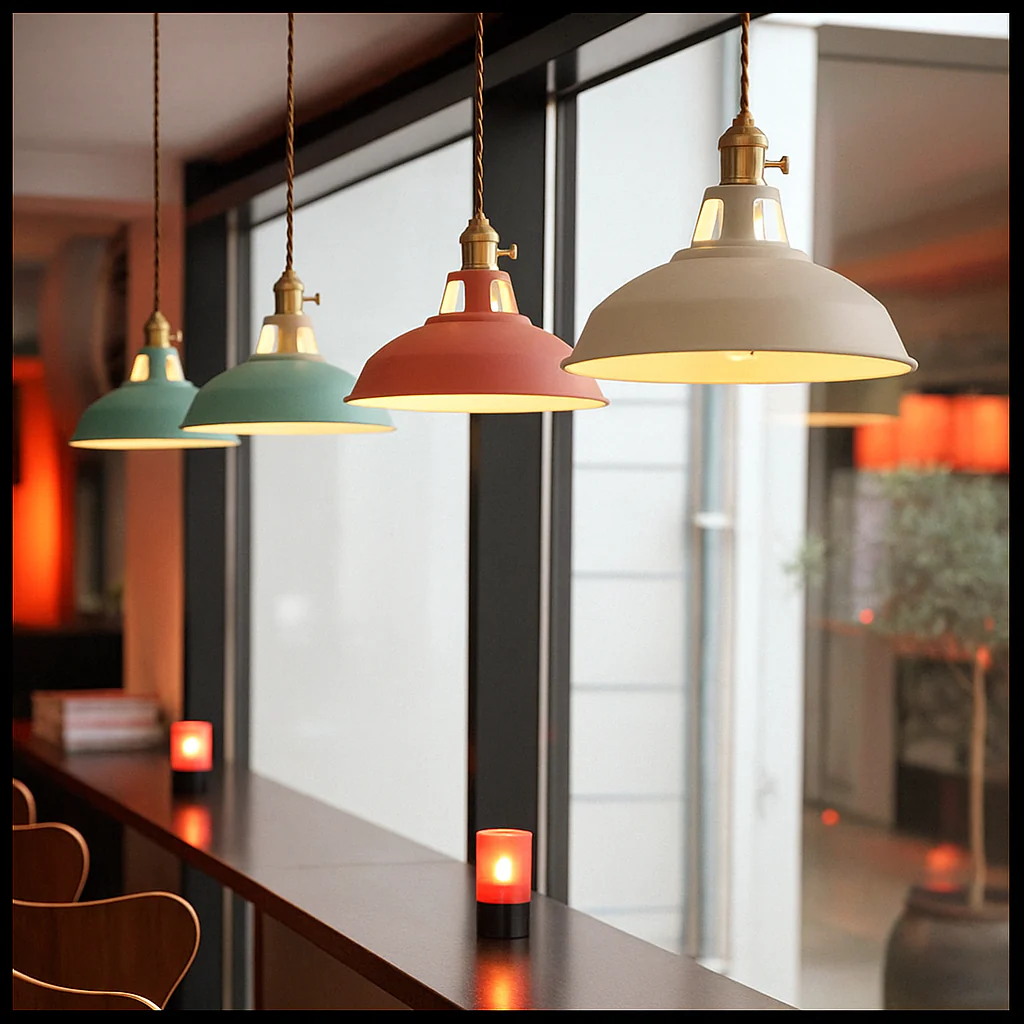 Industrial Colourful Metal Dome Pendant Light LED 1-light - Image 10