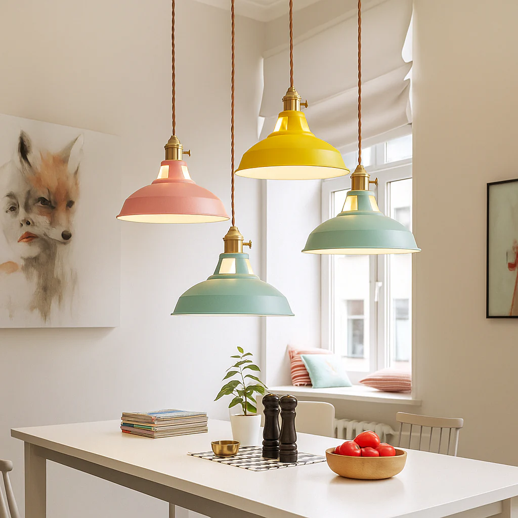 Industrial Colourful Metal Dome Pendant Light LED 1-light - Image 4