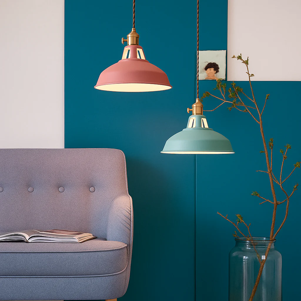Industrial Colourful Metal Dome Pendant Light LED 1-light - Image 8