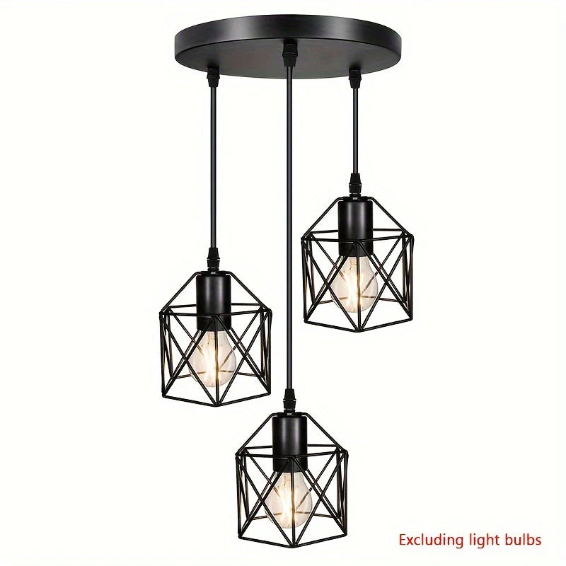 Industrial Farmhouse Pendant Light – Adjustable Metal Cage Fixture for Kitchen - Image 11