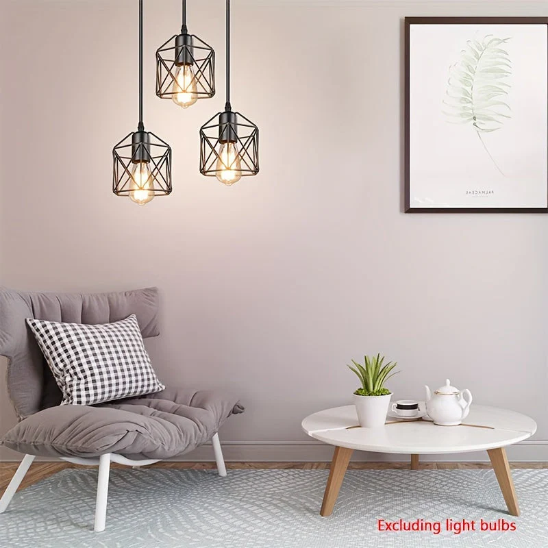 Industrial Farmhouse Pendant Light – Adjustable Metal Cage Fixture for Kitchen - Image 7