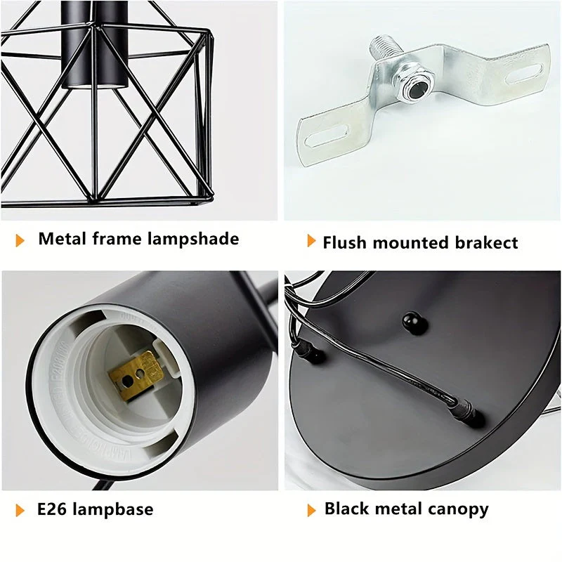 Industrial Farmhouse Pendant Light – Adjustable Metal Cage Fixture for Kitchen - Image 9