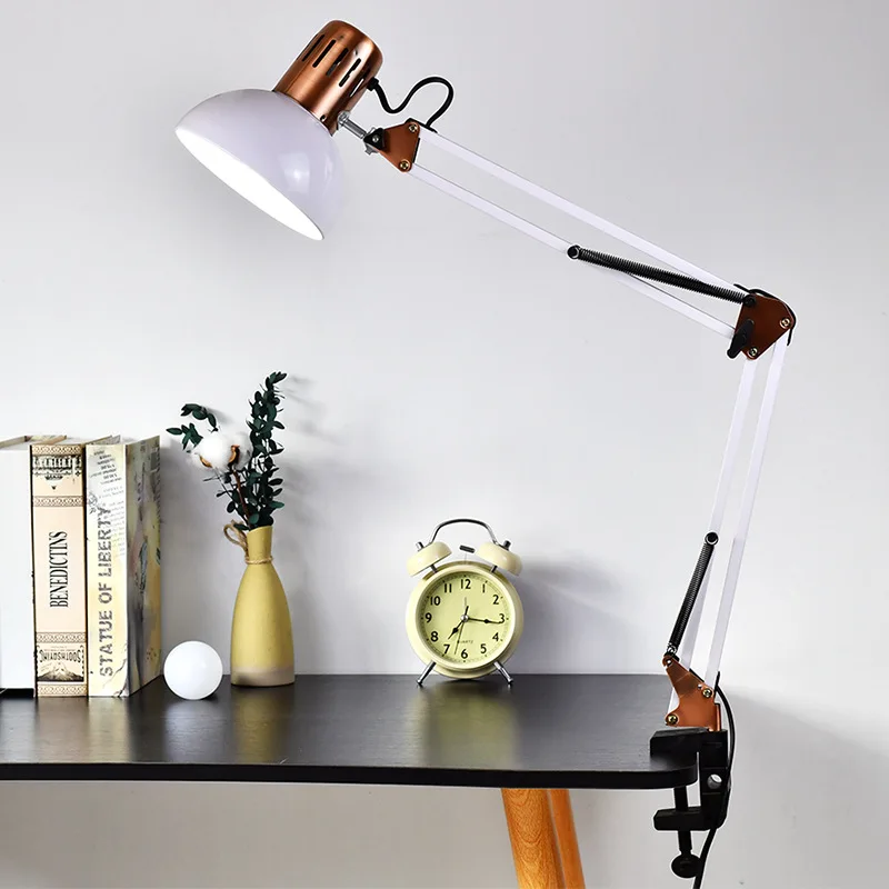 Industrial Foldable LED Table Lamp with Clamp Telescopic Swing Arm for Desk - Image 2