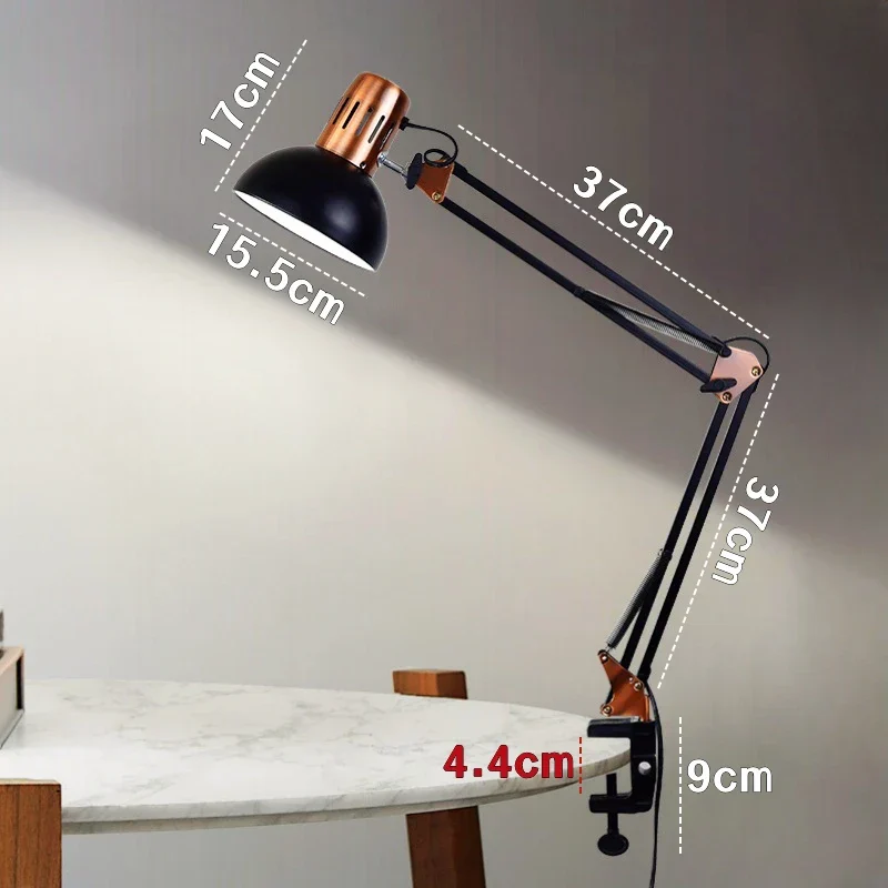 Industrial Foldable LED Table Lamp with Clamp Telescopic Swing Arm for Desk - Image 3