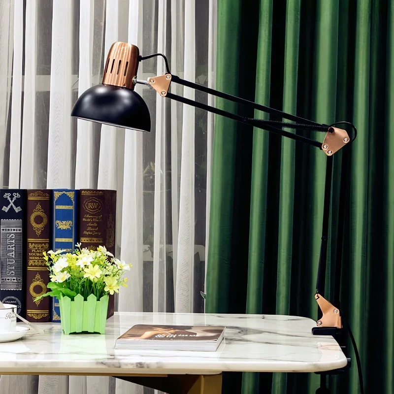 Industrial Foldable LED Table Lamp with Clamp Telescopic Swing Arm for Desk - Image 5