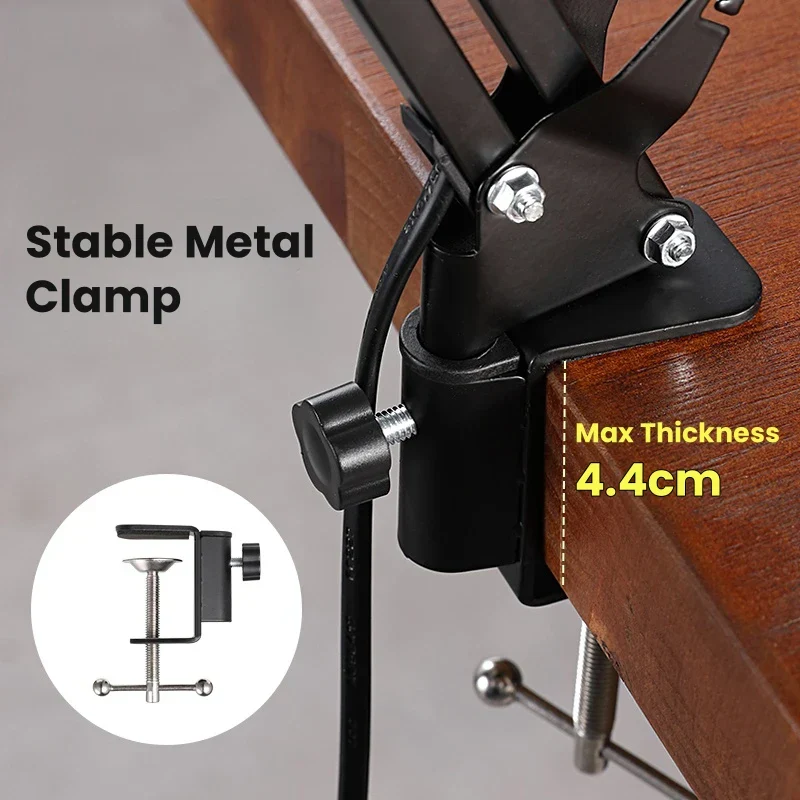 Industrial Foldable LED Table Lamp with Clamp Telescopic Swing Arm for Desk - Image 6