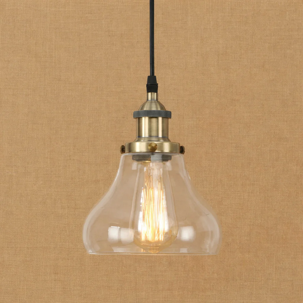 Industrial Glass Pendant Light Vintage Loft Hanging Lamp Metal Ceiling Fixture - Image 10