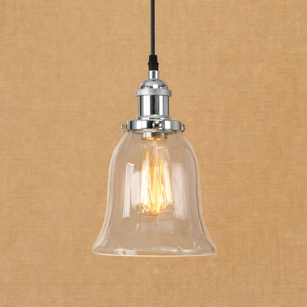 Industrial Glass Pendant Light Vintage Loft Hanging Lamp Metal Ceiling Fixture - Image 11
