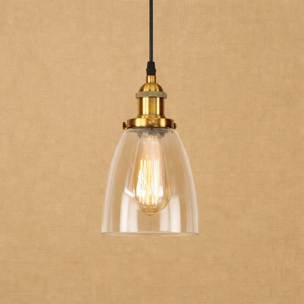 Industrial Glass Pendant Light Vintage Loft Hanging Lamp Metal Ceiling Fixture - Image 12