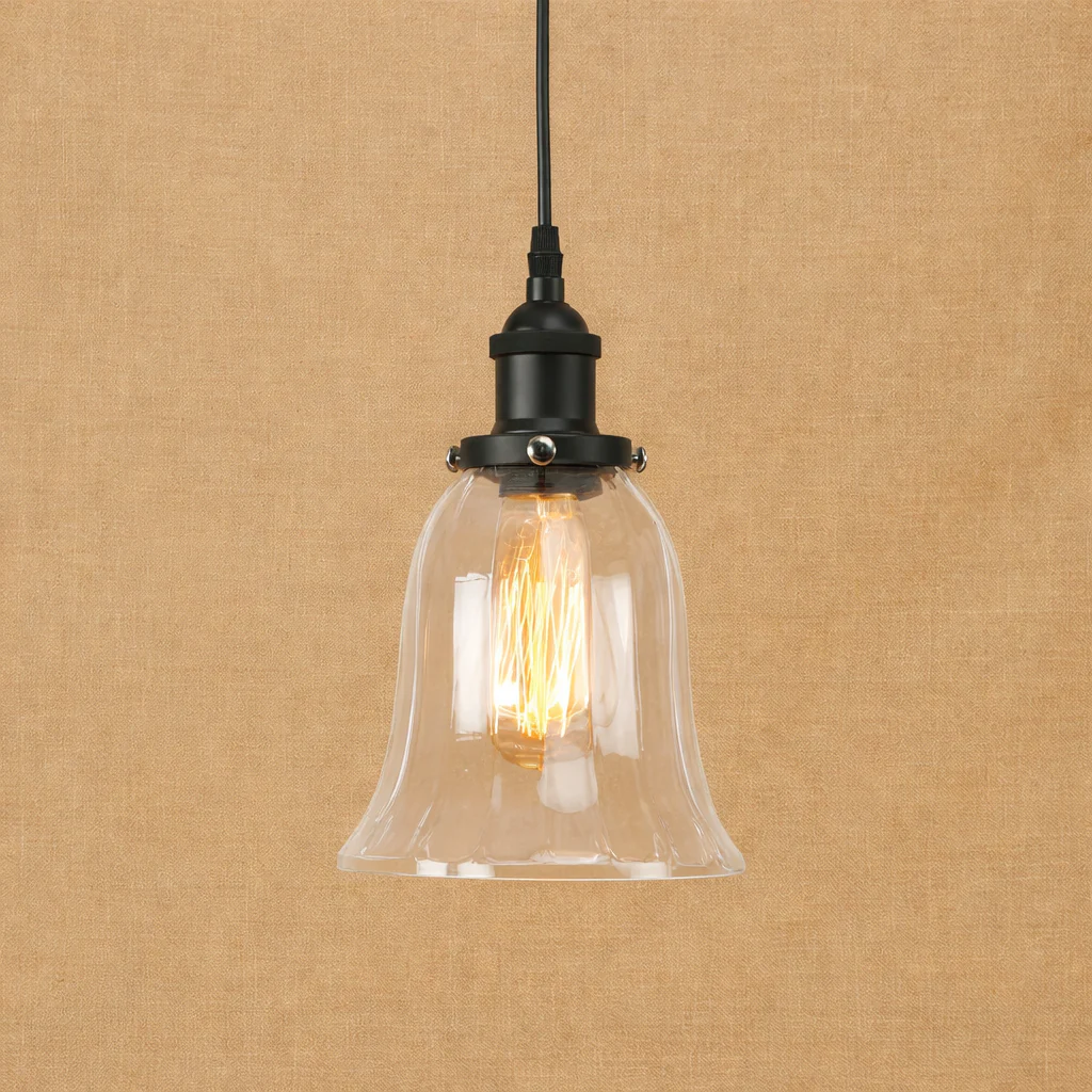 Industrial Glass Pendant Light Vintage Loft Hanging Lamp Metal Ceiling Fixture - Image 14