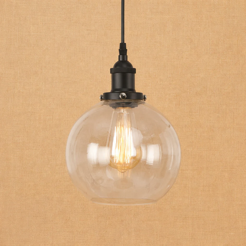 Industrial Glass Pendant Light Vintage Loft Hanging Lamp Metal Ceiling Fixture - Image 15