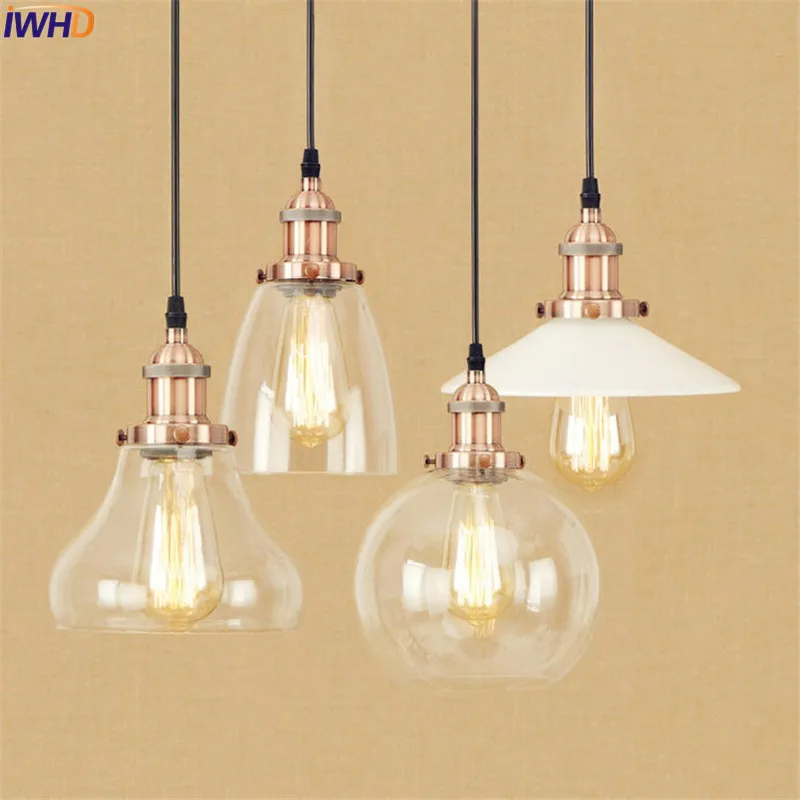 Industrial Glass Pendant Light Vintage Loft Hanging Lamp Metal Ceiling Fixture - Image 2