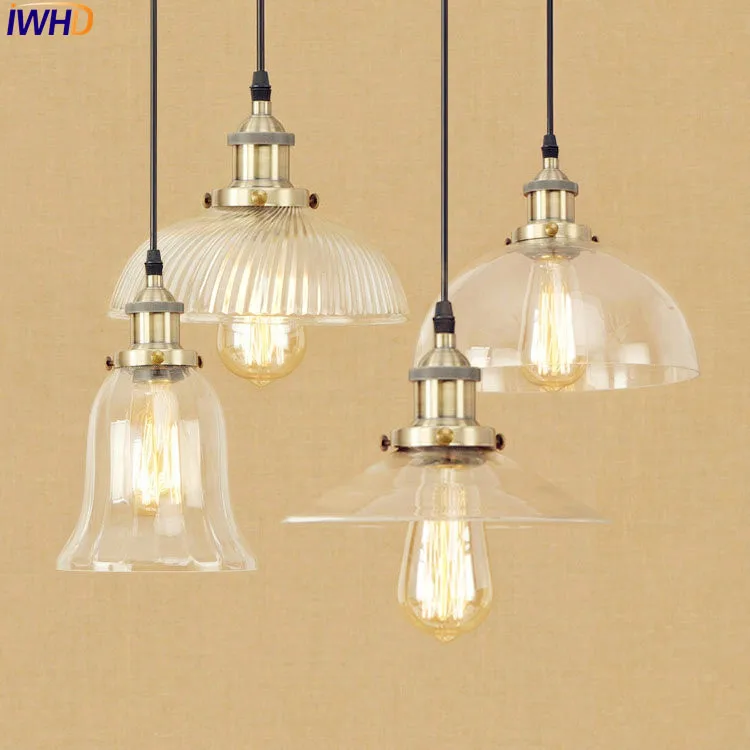 Industrial Glass Pendant Light Vintage Loft Hanging Lamp Metal Ceiling Fixture - Image 3