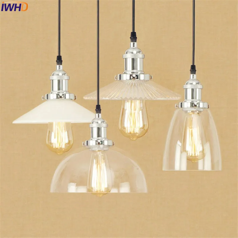 Industrial Glass Pendant Light Vintage Loft Hanging Lamp Metal Ceiling Fixture - Image 4