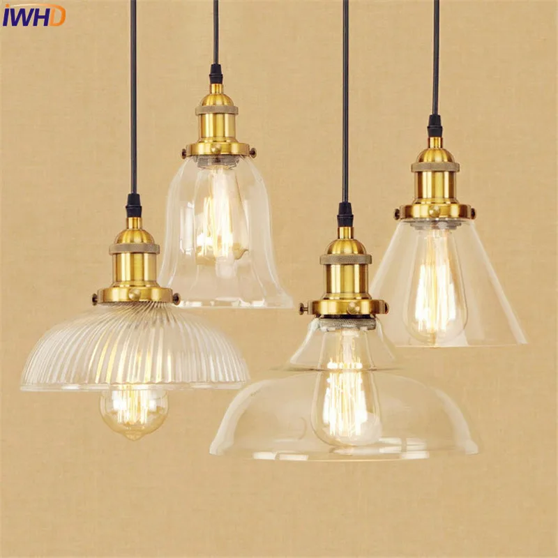 Industrial Glass Pendant Light Vintage Loft Hanging Lamp Metal Ceiling Fixture - Image 5