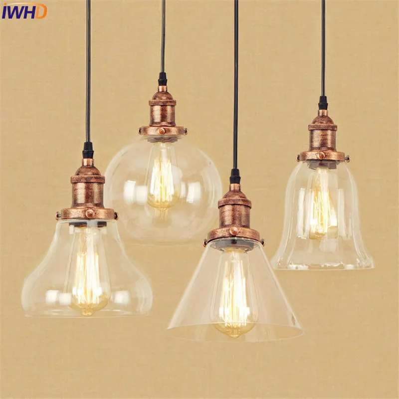 Industrial Glass Pendant Light Vintage Loft Hanging Lamp Metal Ceiling Fixture - Image 6