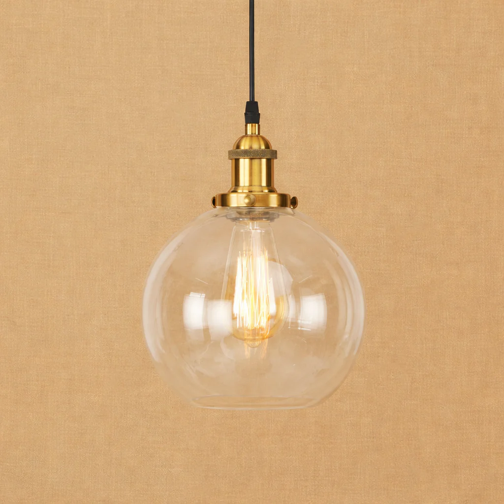 Industrial Glass Pendant Light Vintage Loft Hanging Lamp Metal Ceiling Fixture - Image 8