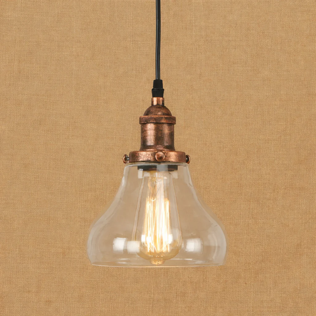 Industrial Glass Pendant Light Vintage Loft Hanging Lamp Metal Ceiling Fixture - Image 9