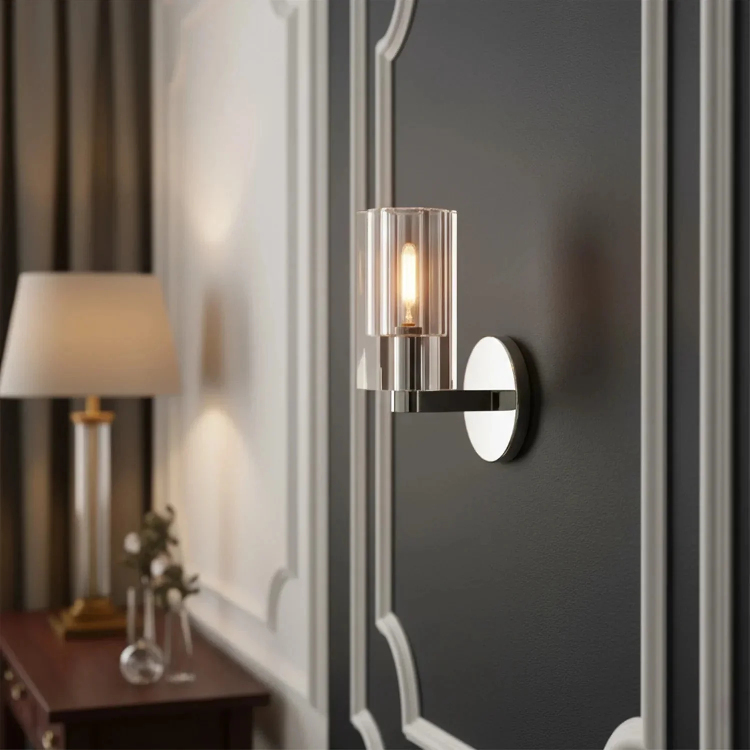 Industrial Glass Wall Sconce E12 Dimmable Modern Bathroom Light - Image 11
