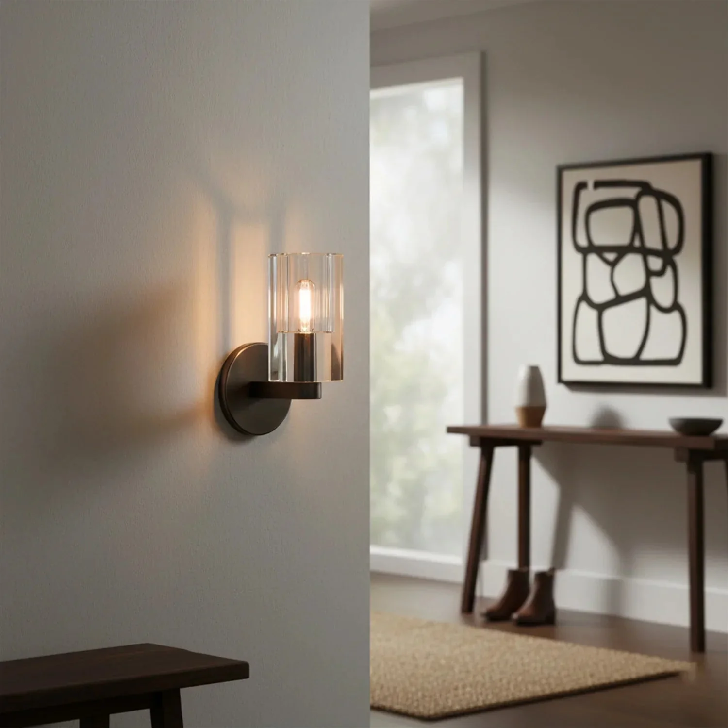 Industrial Glass Wall Sconce E12 Dimmable Modern Bathroom Light - Image 7