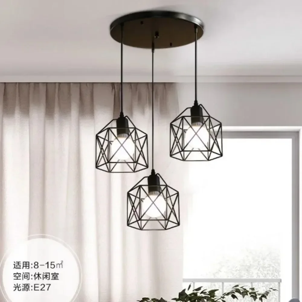 Industrial LED Pendant Light – Modern Metal Cage Hanging Lamp for Dining Room - Image 2